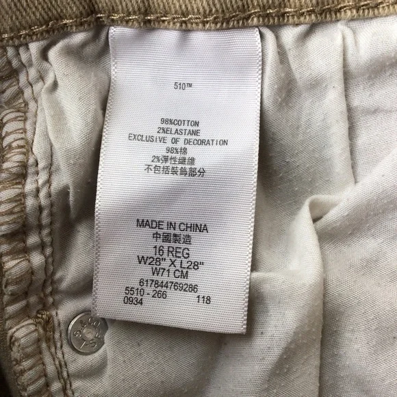 Levi’s 510 Skinny Khaki Denim Jeans - Size 16 - Picture 9 of 11